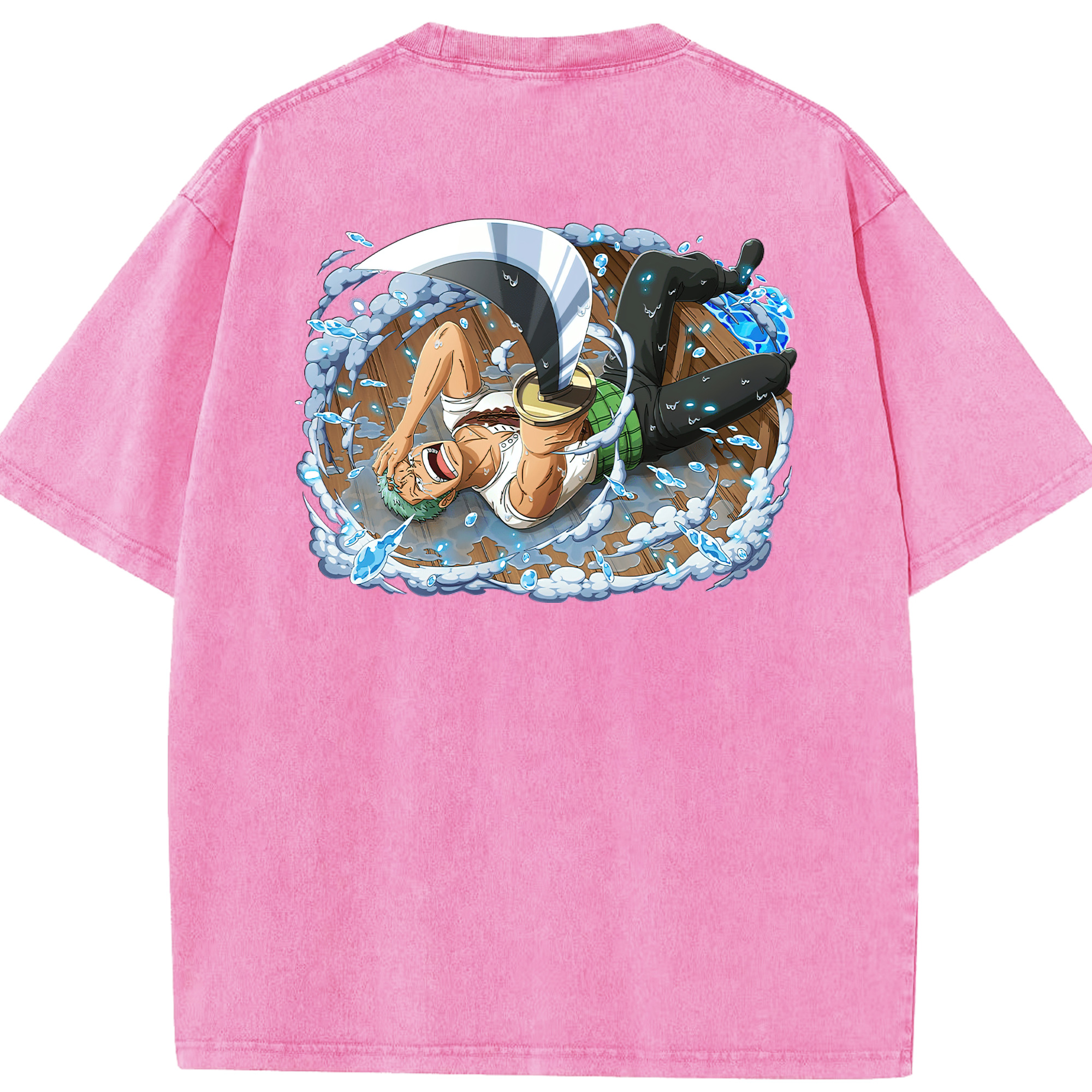 ワンピース ロロノア・ゾロ ONE PIECE Roronoa Zoro 綿100% ヴィンテージ風 半袖Tシャツ（背面プリント）